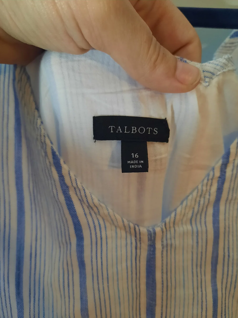 Talbots, 100% Linen Sz 16 Blue & White Striped V-Neck, Tank Maxi Dress, Coastal - Picture 4 of 5
